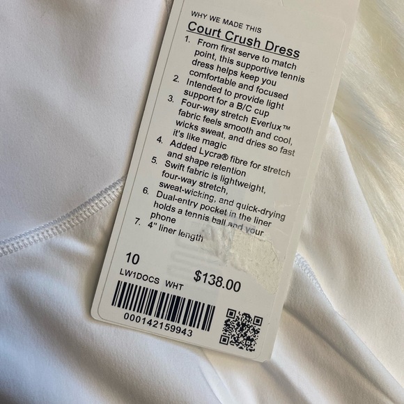 NWT Lululemon Court Crush Tennis Dress - Picture 2 of 6